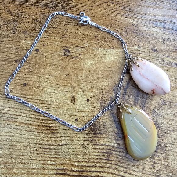 Vintage A & C Italian 925 sterling silver Charm bracelet w/ Stone Charms - Picture 1 of 5